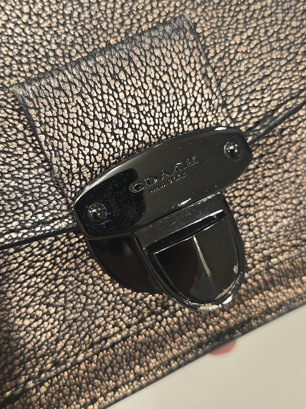 Coach Bronze Textured Crossbody with Glossy Black Hardware